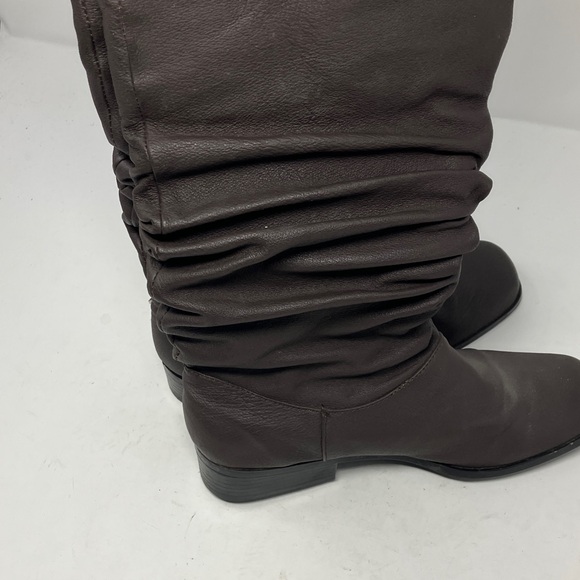 Chadwick's Dark Brown Scrunch Ruched Mid-Calf Leather Boots 7.5M - Picture 2 of 15